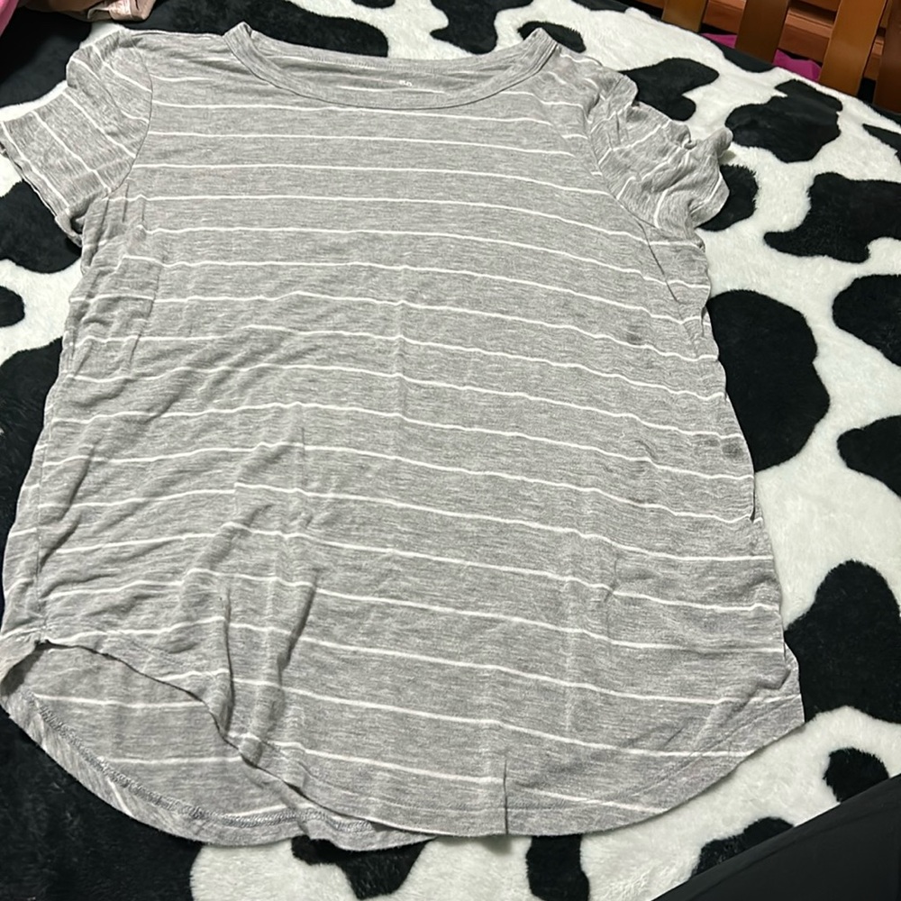 grey striped shirt